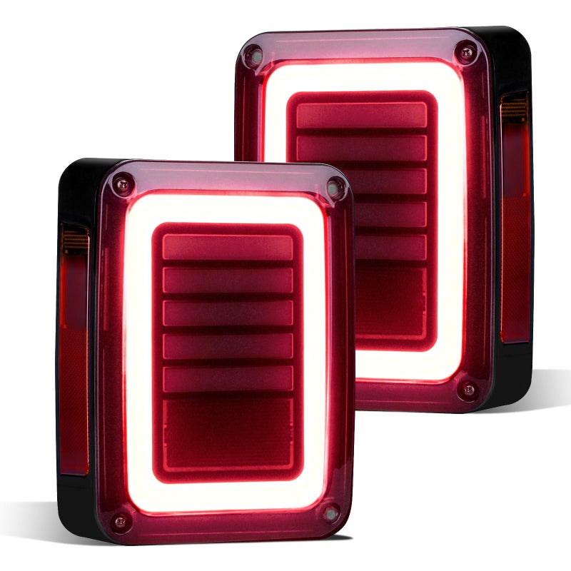 FIERYRED Upgraded LED JK Tail Lights Compatible with 2007-2018 Jeep Wrangler JK, Smoked Rear Tail Lights for Turn Signal, Running/Brake and Reverse, 2PCS - Image 1